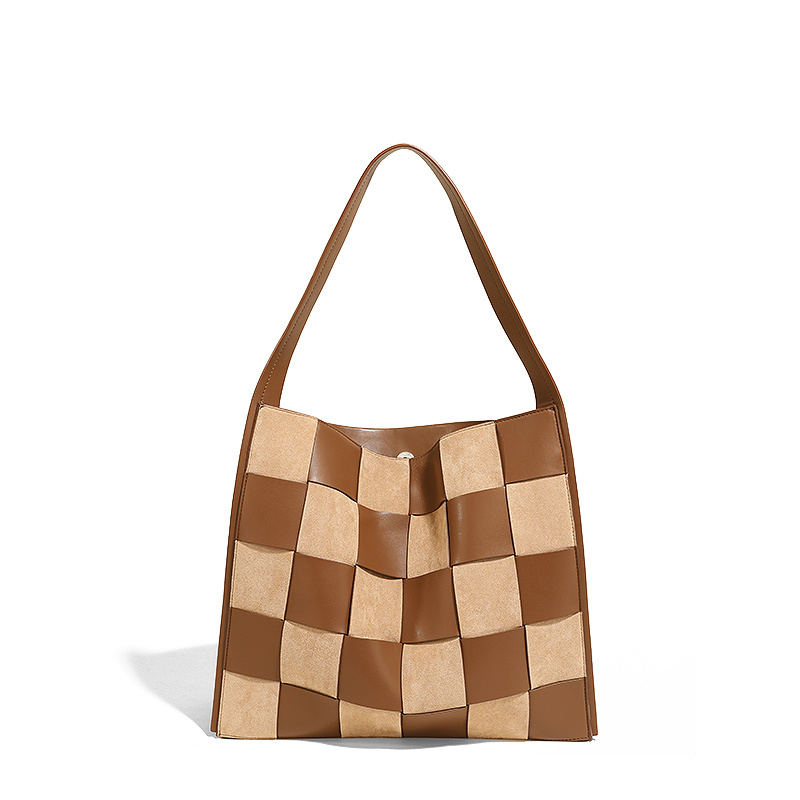 Colorblock Braided Shoulder Bag, Trendy Minimalist Handbag, Simple Stylish Bag