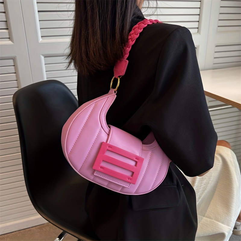 Embroidered Hobo Bag For Women, Fashion Flap Underarm Purse, Braided Strap Shoulder Bag