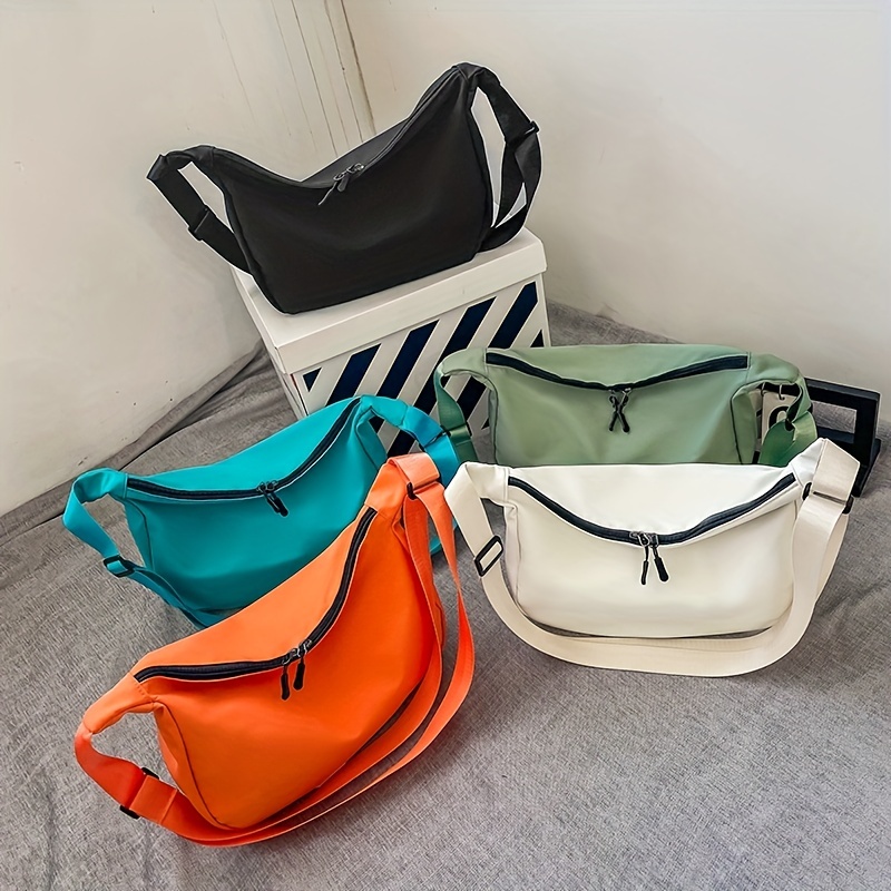 Colorful Nylon Crossbody Bag, Fashion Zipper Shoulder Bag, Backpack, Large Capacity Travel Hobo Bag