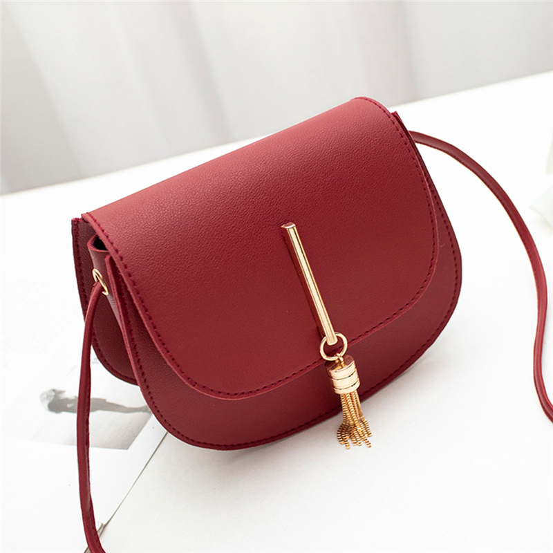 Mini Tassel Decor Flap Saddle Bag