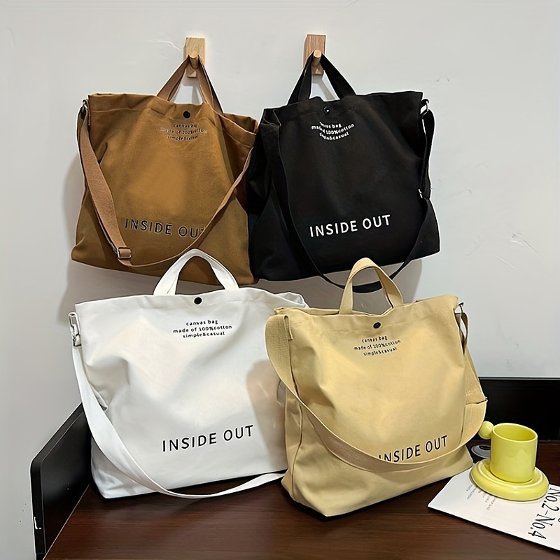 Vintage Canvas Tote Bag, Women's Large Capacity Handbag, Casual Travel Crossbody Bag