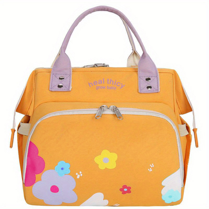 Flower Pattern Diaper Bag, Lightweight Travel Storage Handbag, Women's Go Out Crossbody Bag
