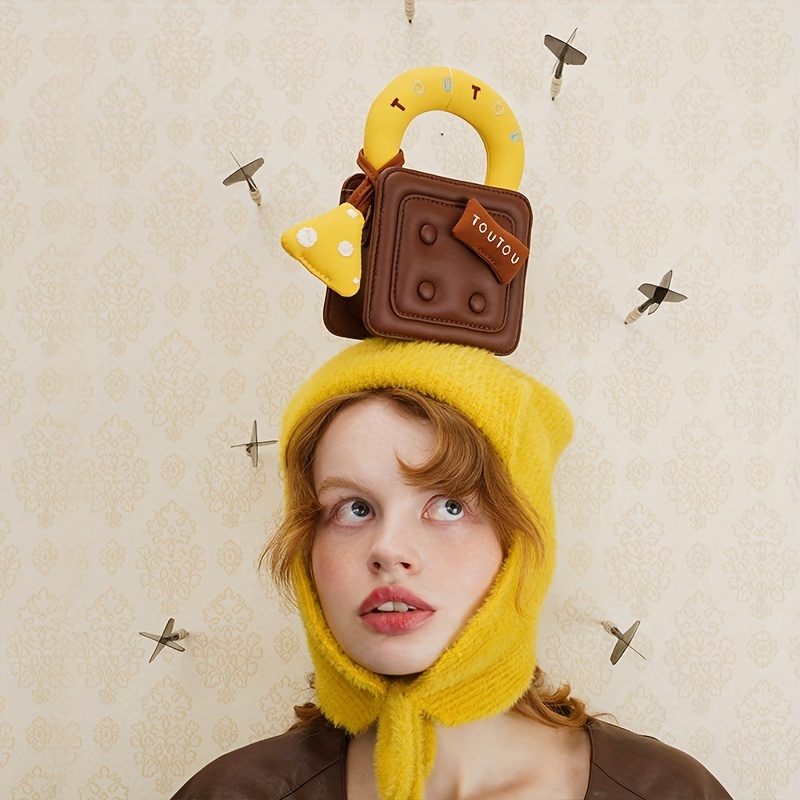 TOUTOU Caramel Waffle Handbag, Mini Original Design Purses, Cute Chain Crossbody Bag For Girls & Women