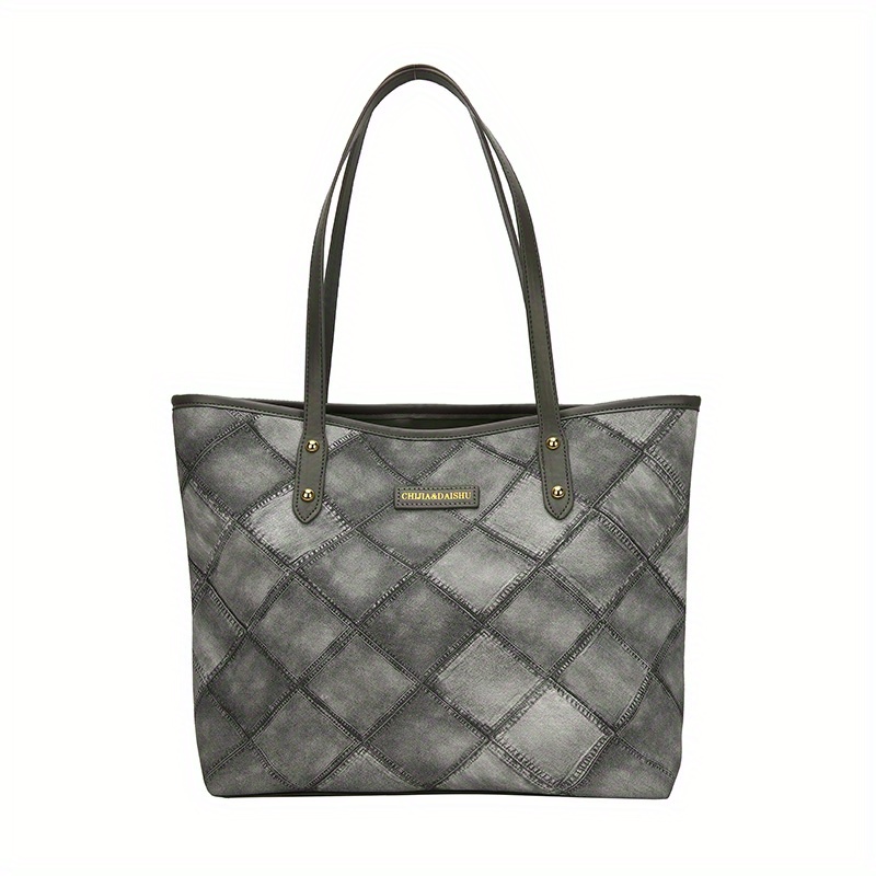 Stylish Plaid Pattern Tote Shoulder Bag, All-Match Storage Bag, Women's Lightweight Bag