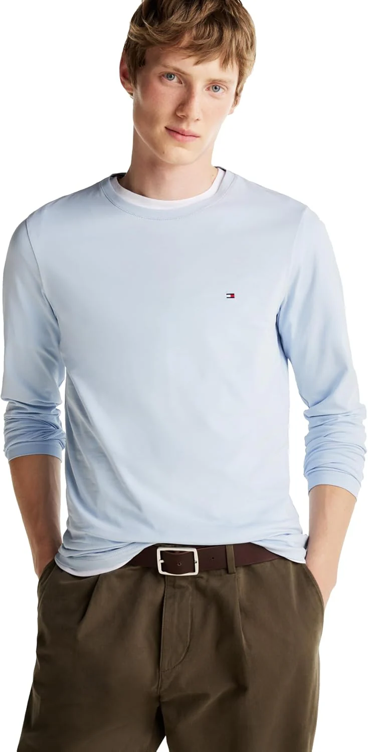 Tommy Hilfiger Men's Long Sleeve Cotton Stretch Basic Slim Fit T-shirts