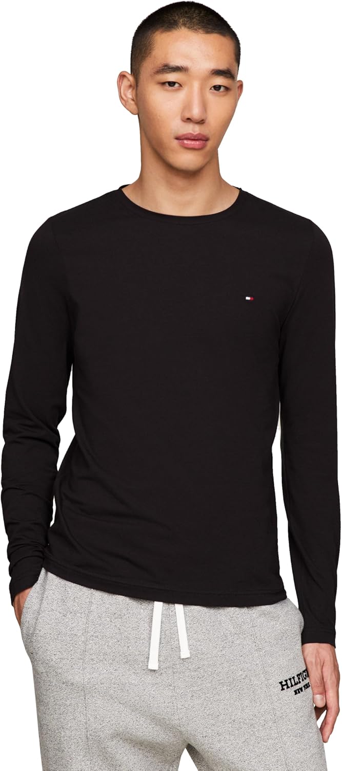 Tommy Hilfiger Men's Long Sleeve Cotton Stretch Basic Slim Fit T-shirts