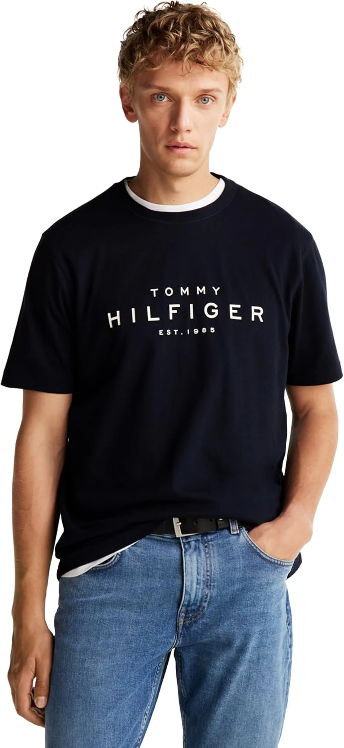 Tommy Hilfiger Men's Short Sleeve Cotton Graphic T-Shirts with Printed Logo, Also Available in Big & Tall