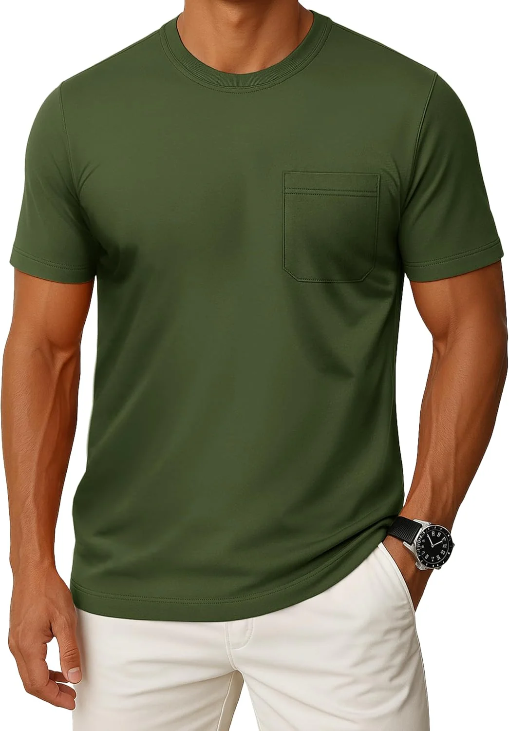 MAGCOMSEN Mens Pocket T Shirts Cooling UPF 50+ Summer Tee Shirt Short Sleeve Crewneck Tee Cotton Lightweight Casual T-Shirt