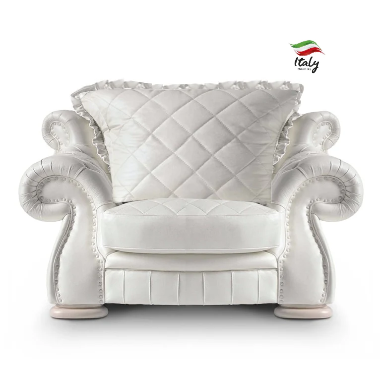 Pendragon Italian Leather Armchair - Choice Of Leathers & Optional Swarovski Crystal Buttons.