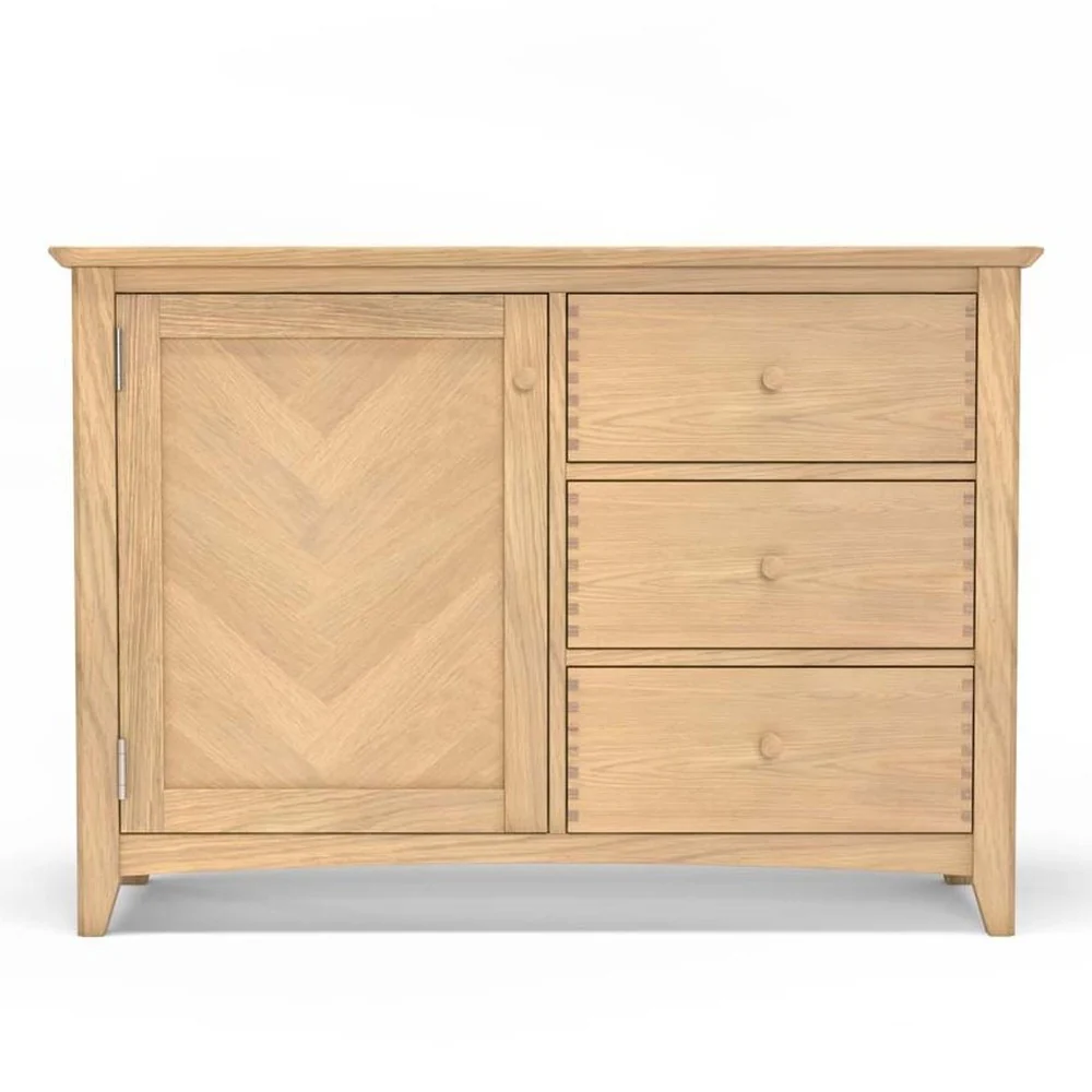 Grand Parquet Oak 1 Door 3 Drawer Sideboard