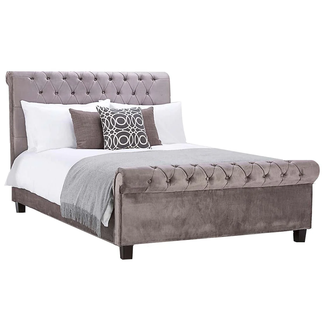 Orbit Silver Velvet 4'6 Double Bed