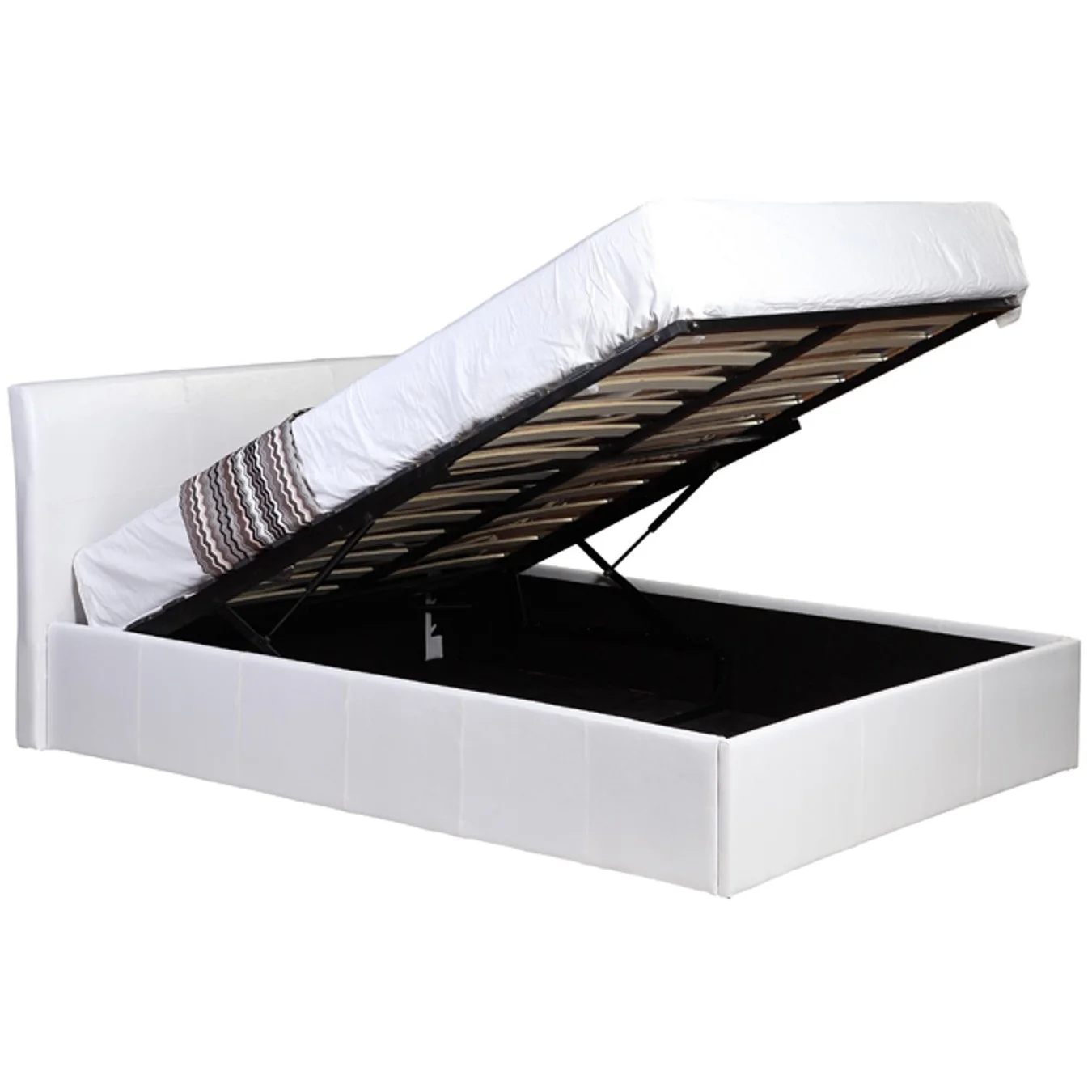 Fusion Small Double 4ft Storage Bed - White Faux Leather