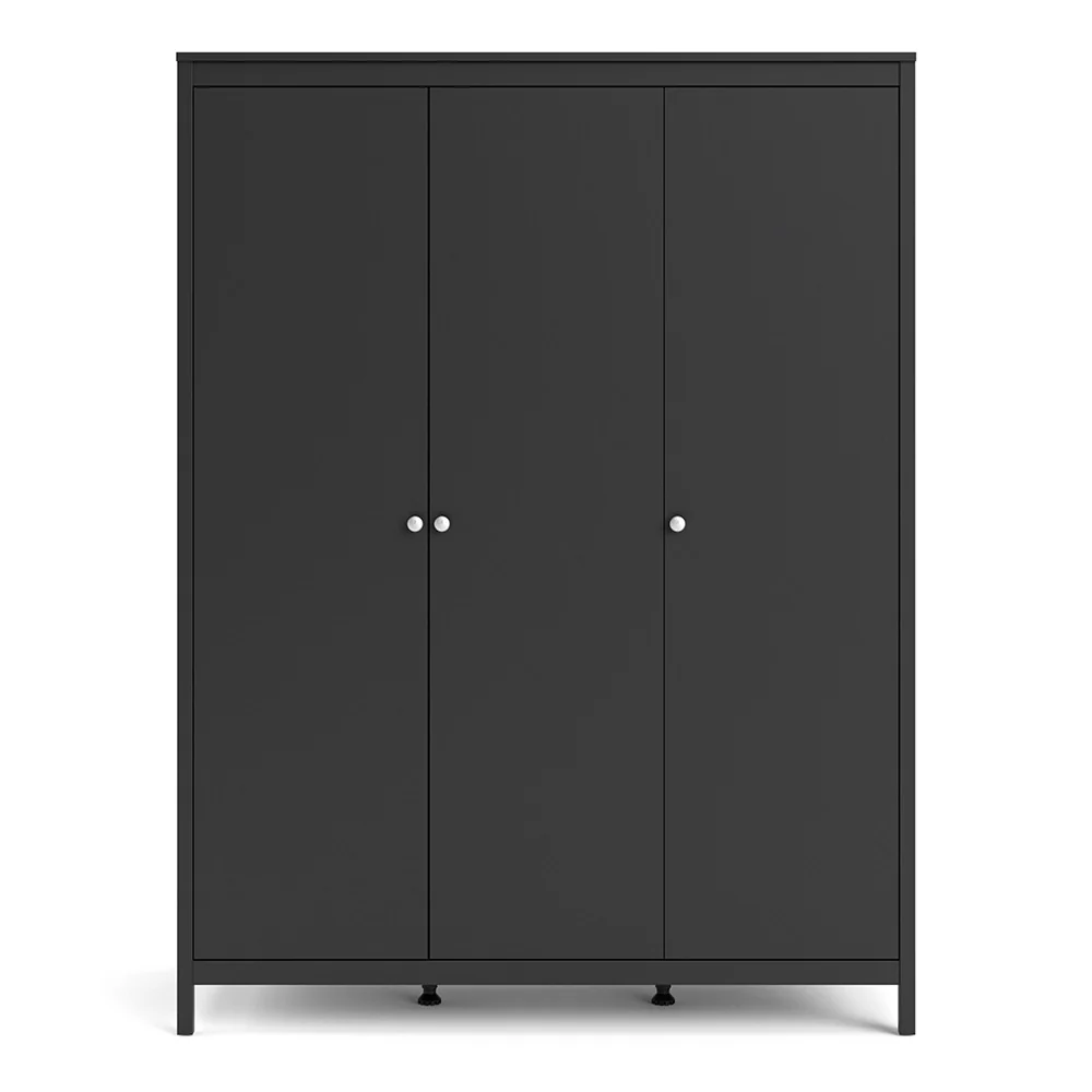 Madrid 3 Door Triple Wardrobe - Matt Black