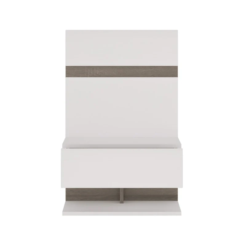 Chelsea White High Gloss & Truffle Oak Trim Bedside Extension