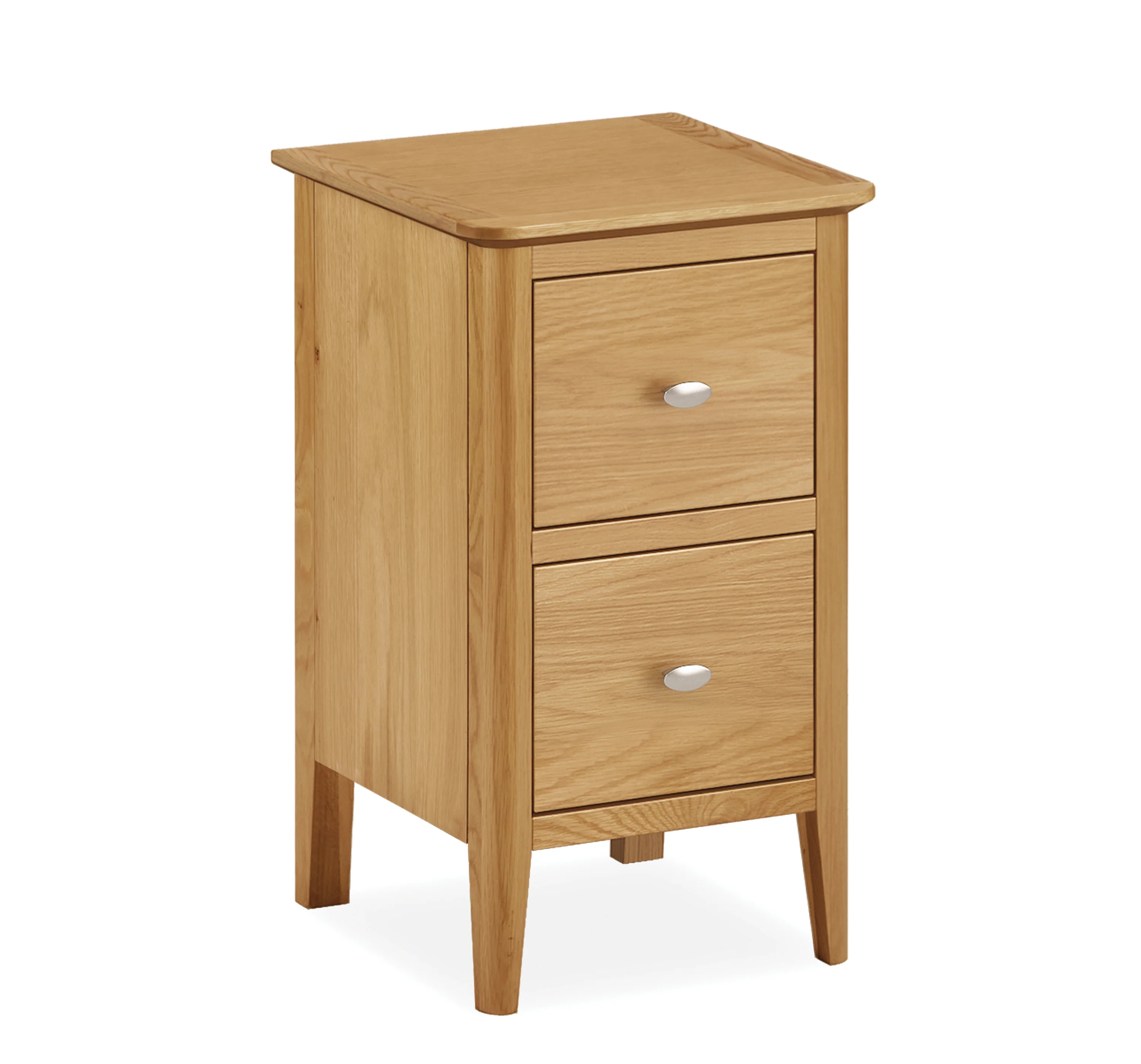 Bath Oak Narrow Bedside Cabinet - 35cm with 2 Drawers