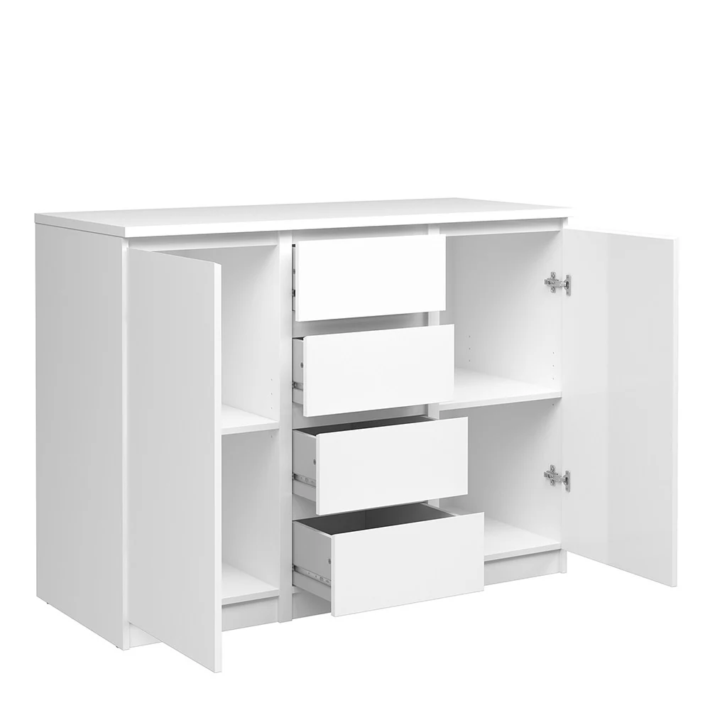 Naiah Sideboard 4 Drawers 2 Doors in White High Gloss