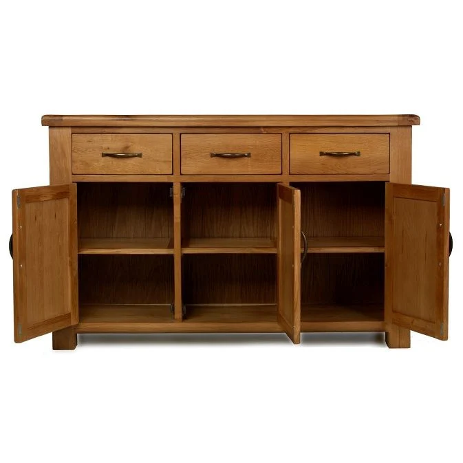 Earlswood Oak 3 Drawer 3 Door Sideboard