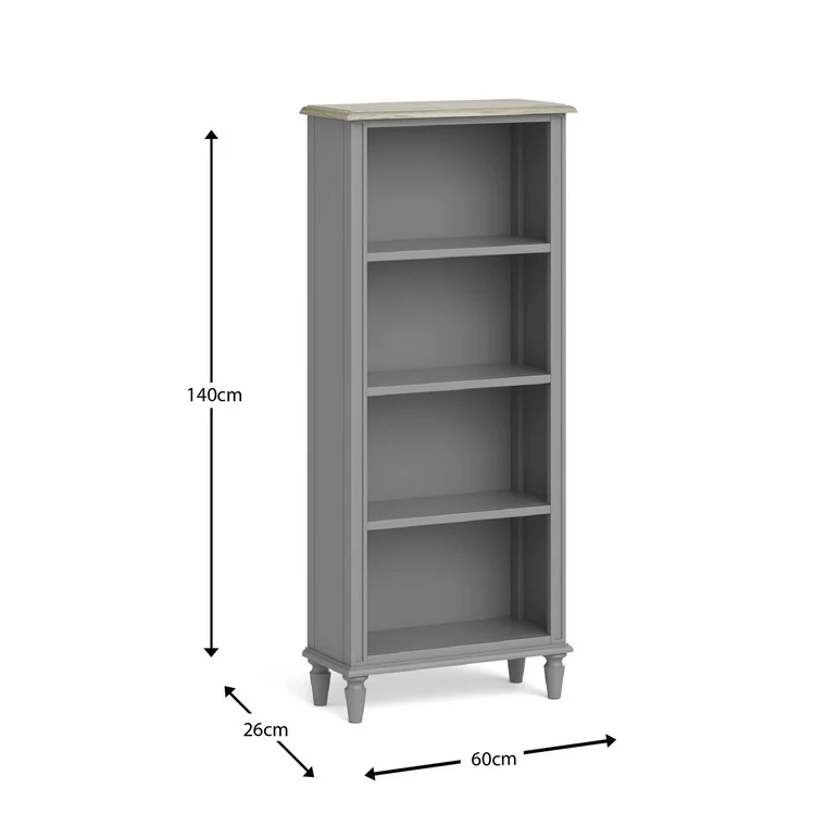 Marseille Grey Painted Slim Bookcase