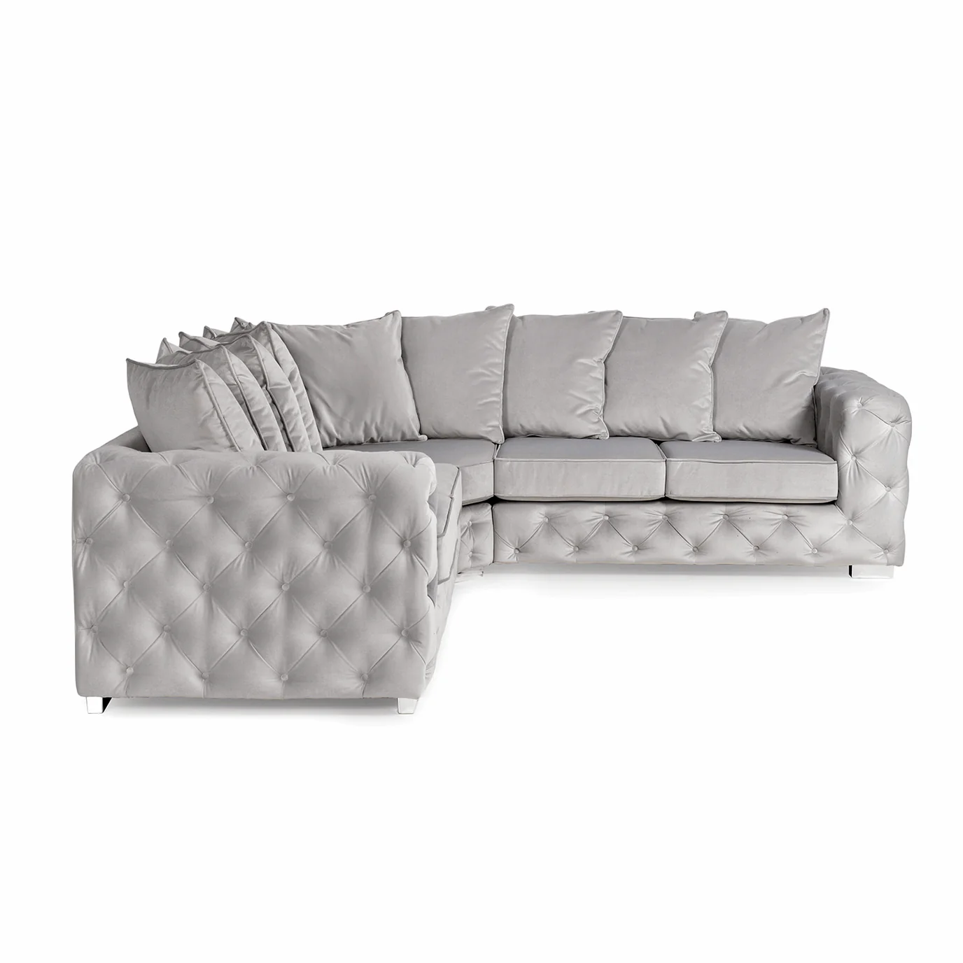 Alexa Plush Velvet Corner Sofa - Pillow Or Classic Back - Choice Of Sizes & Colours