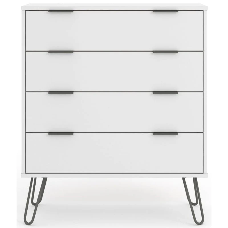 Augusta White 4 Drawer Chest with Hairpin Legs