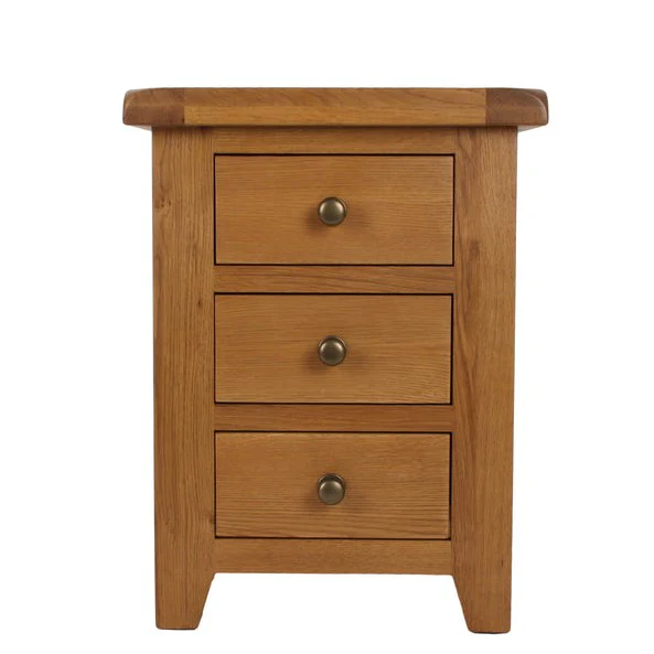 Torino Country Solid Oak 3 Drawer Bedside Table