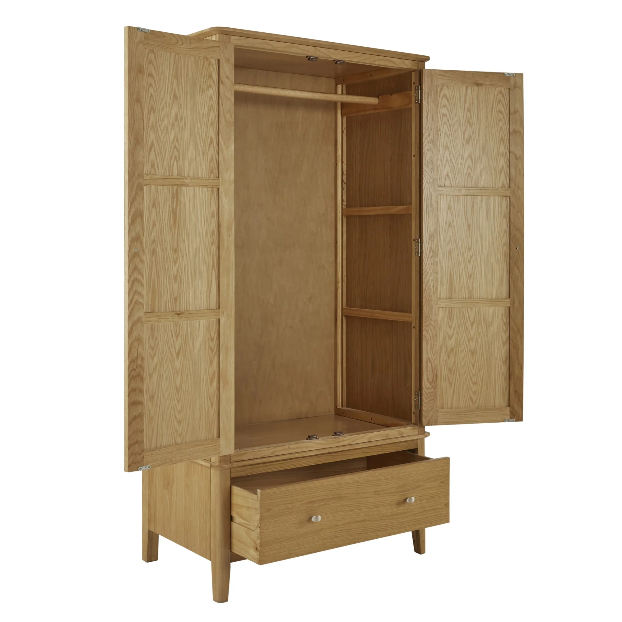 Bath Oak Gents Double Wardrobe - 2 Doors & 1 Bottom Storage Drawer