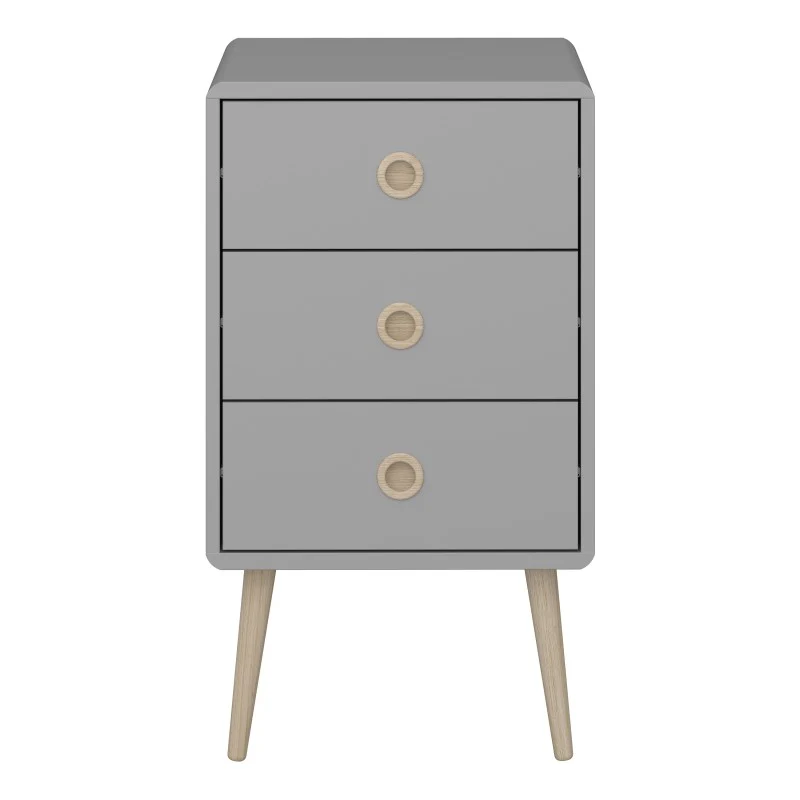 Softline 3 Drawer Bedside Cabinet - Grey