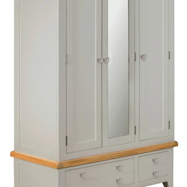 Chester Dove Grey & Solid Oak Triple Wardrobe