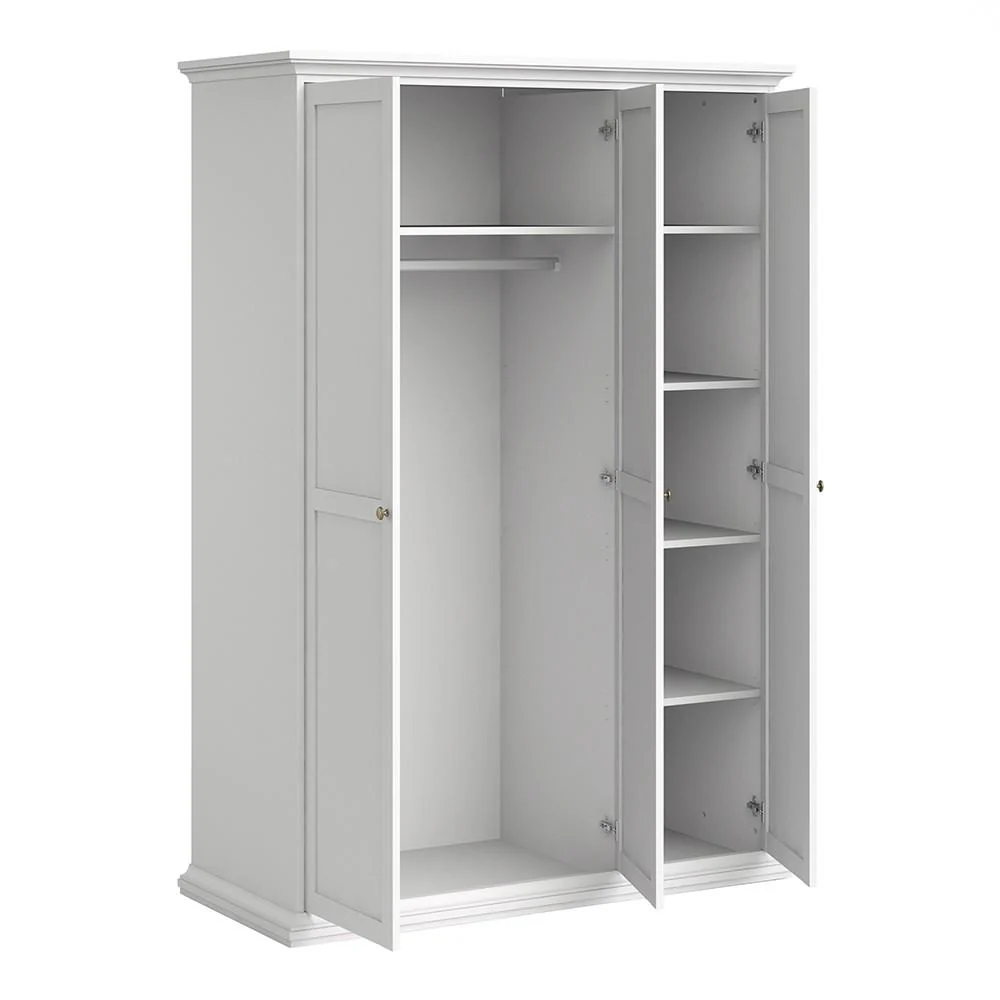 Parisian 3 Door Triple Wardrobe in White
