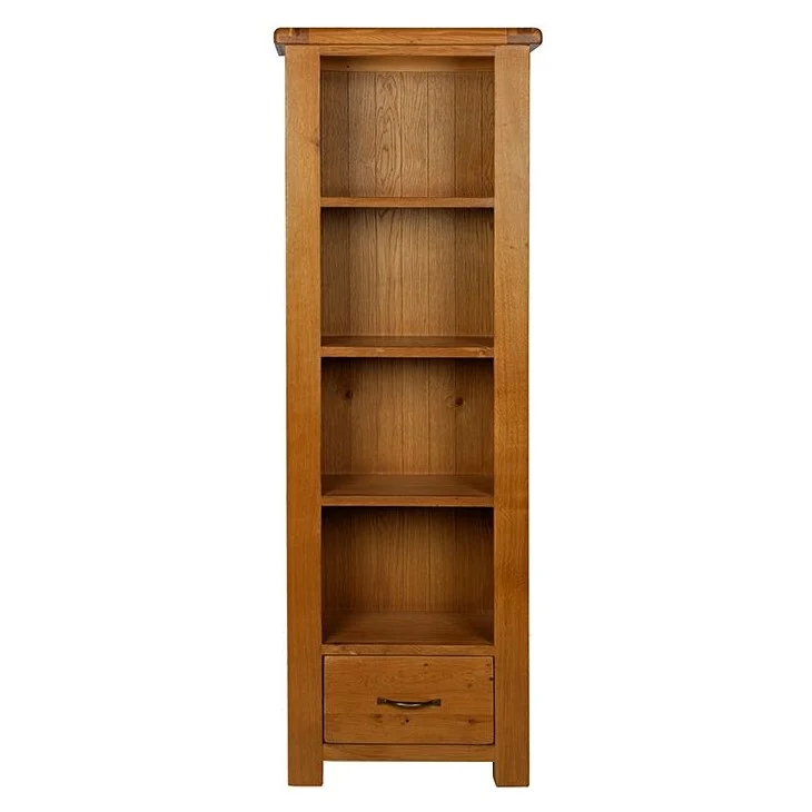 Earlswood Solid Oak 1 Drawer Slim Bookcase