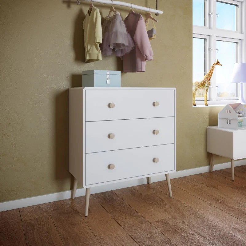 Gaia Chest of 3 Drawers - Pure White
