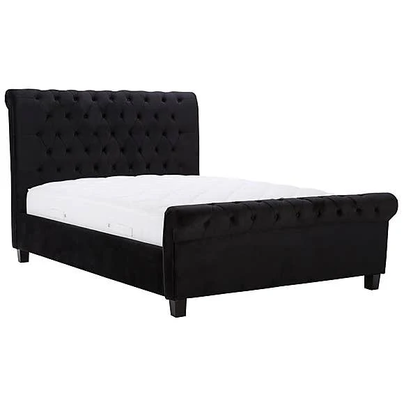 Orbit Black Velvet 4'6 Double Bed
