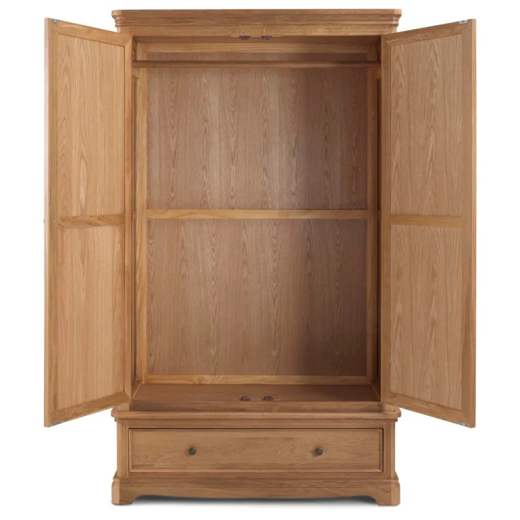 Cannes Natural Oak 2 Door Full Hanging Wardrobe
