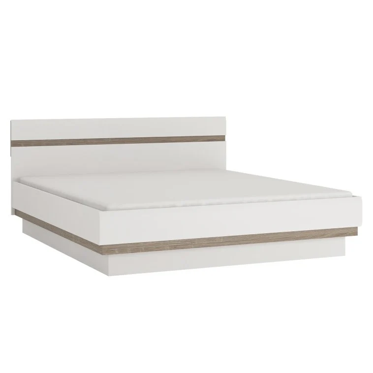 Chelsea White High Gloss & Truffle Oak Trim 5' King Size Ottoman Storage Bed