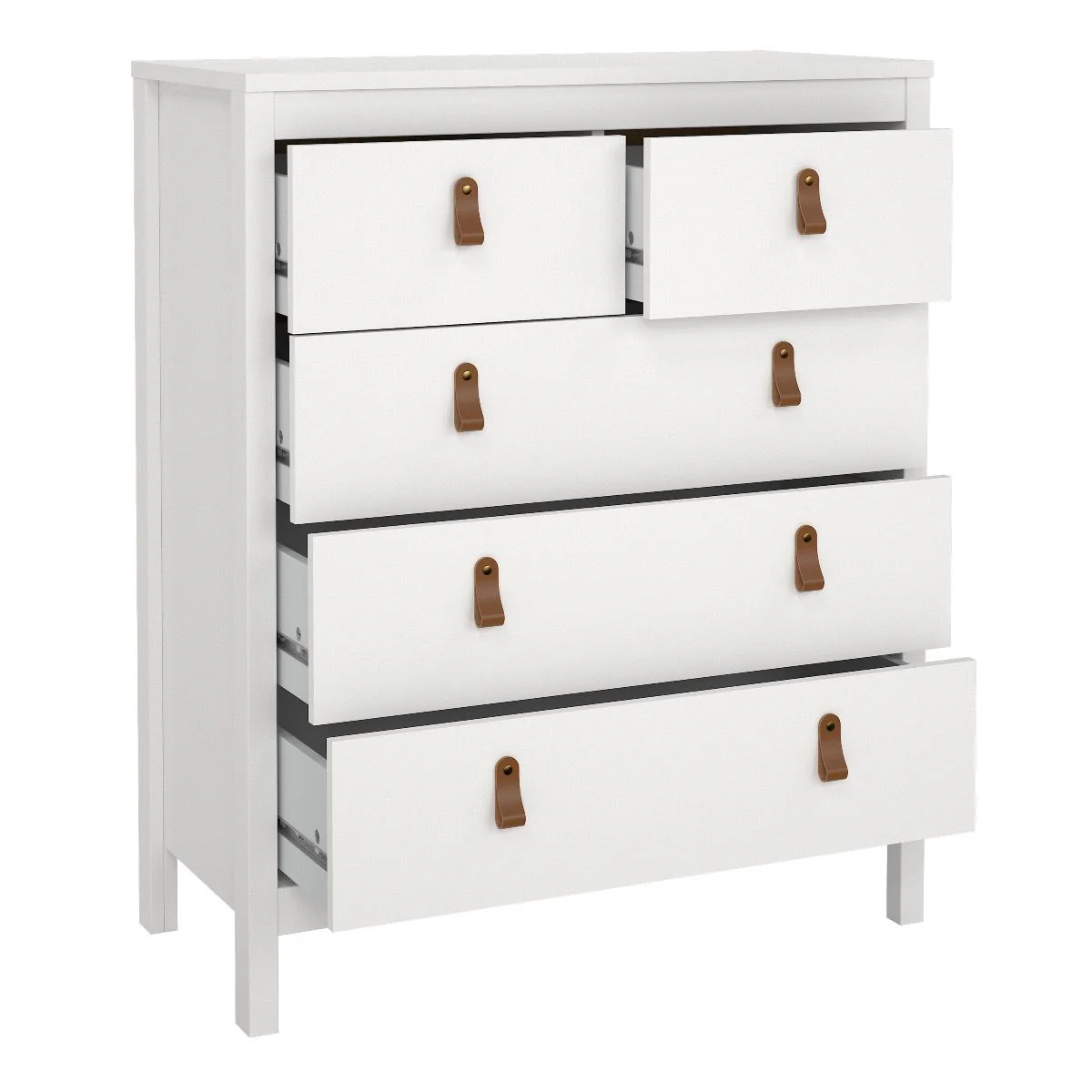 Barcelona - Bedside Table 2 drawers + 3+2 Drawer Chest + 2 Door Wardrobe - White