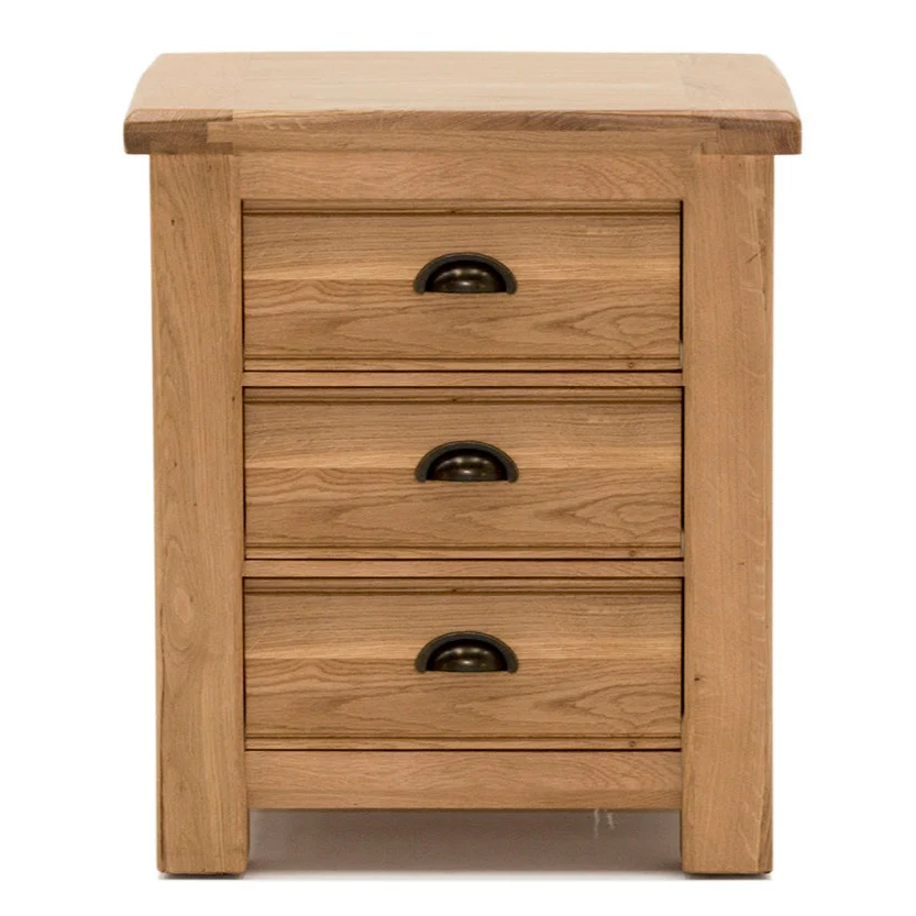 Breeze Oak 3 Drawer Bedside Cabinet