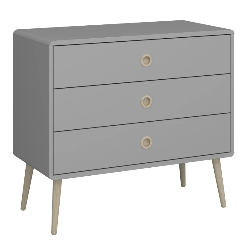 Softline 3 Drawer Wide Chest Of Drawers - Grey