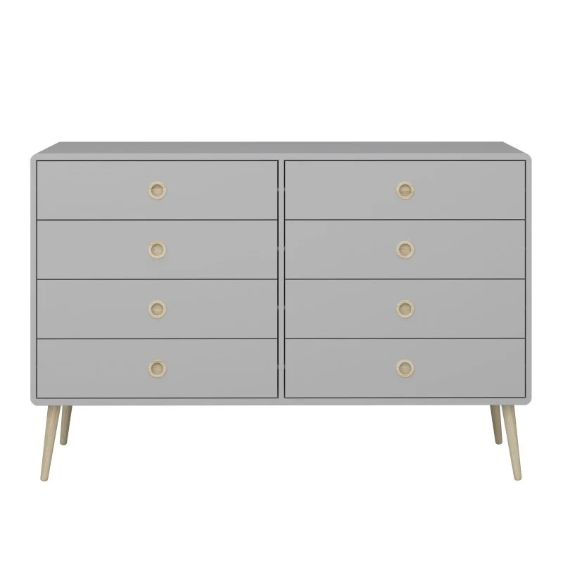 Softline 4 + 4 Drawer Wide Chest Of Drawers - Grey