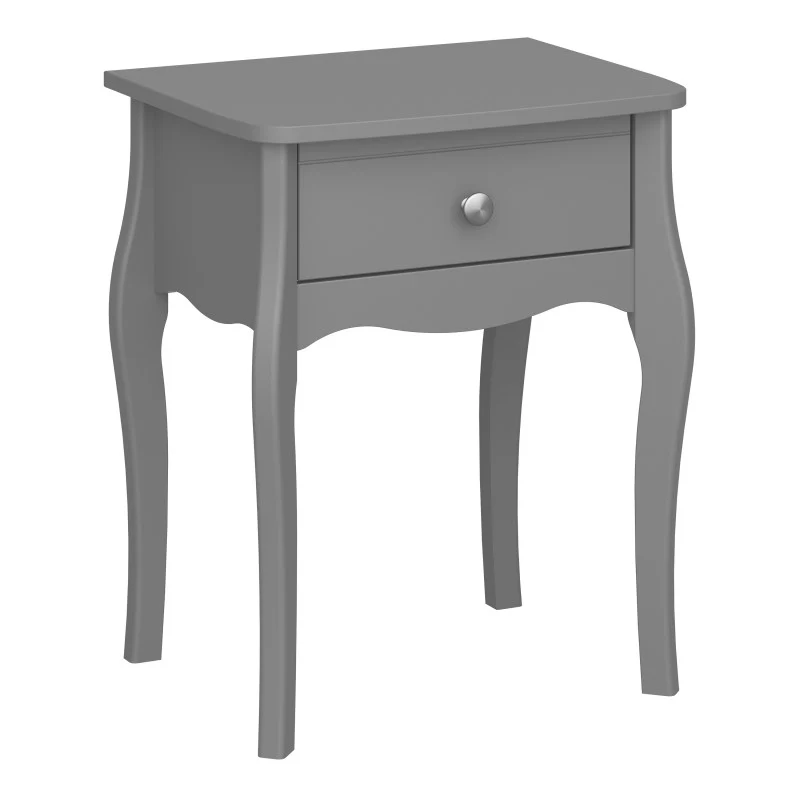 Baroque 1 Drawer Bedside Table - Grey Painted Finish