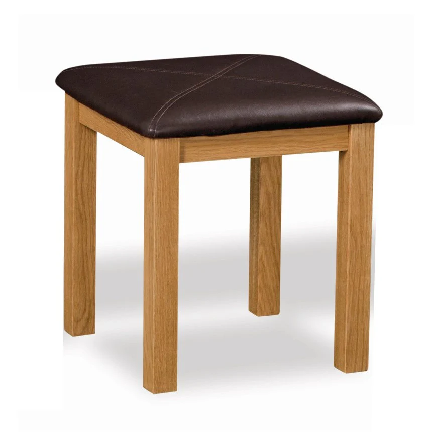 Sailsbury Solid Oak & Faux Leather Bedroom Stool