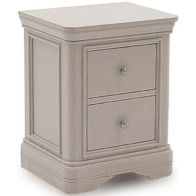 Mabel Taupe Painted 2 Drawer Bedside Cabinet - Out Of Stock - Due 2/6/24