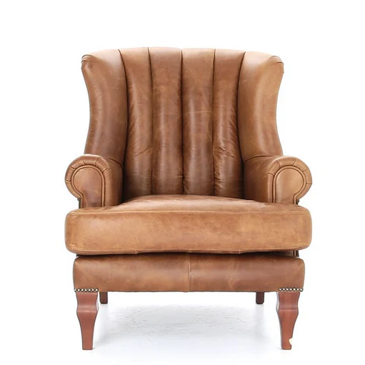 Scholar Armchair - Bespoke Vintage leather & Harris Tweed Options