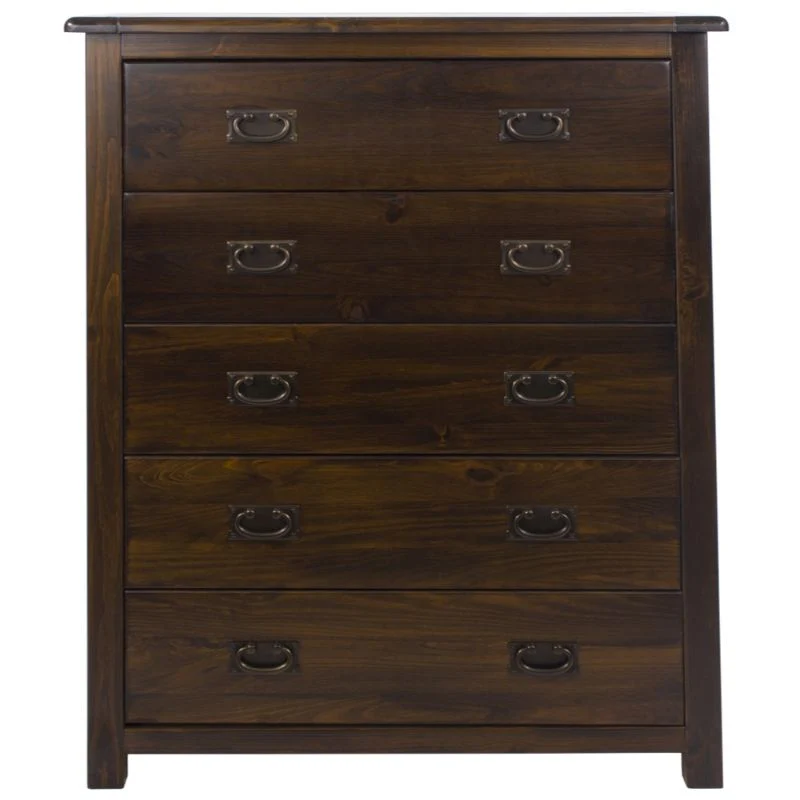 Boston Dark Wood 5 Drawer Chest