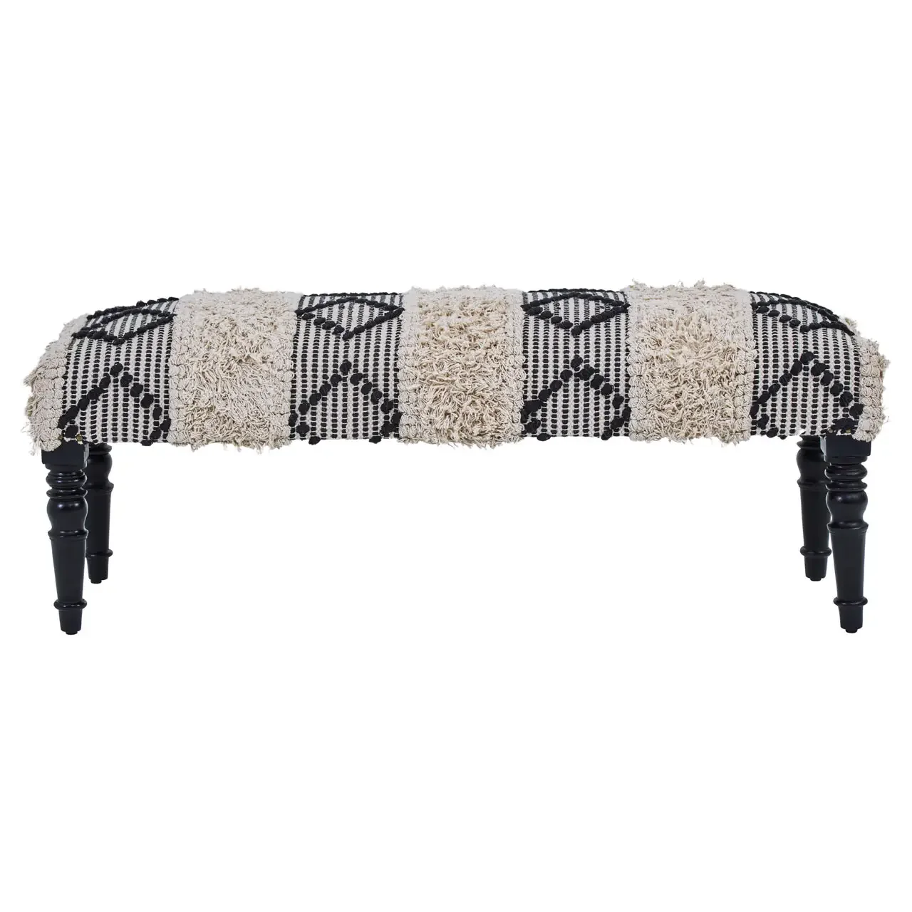 Black & White Boho Moroccan Bench Seat - 120cm