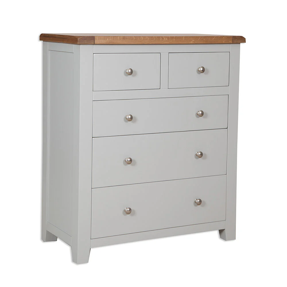 St.Ives French Grey & Oak 2 Over 3 Chest Of Drawers