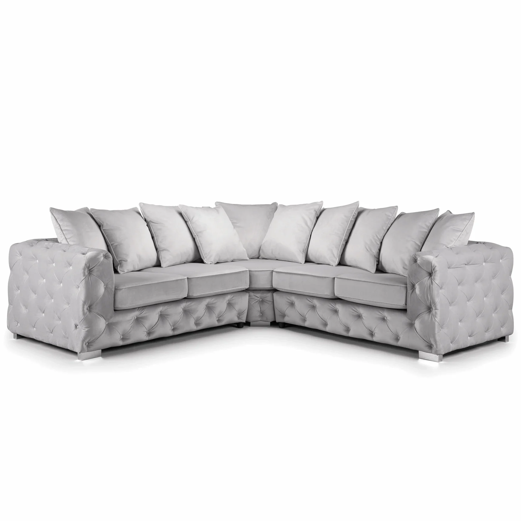 Alexa Plush Velvet Corner Sofa - Pillow Or Classic Back - Choice Of Sizes & Colours