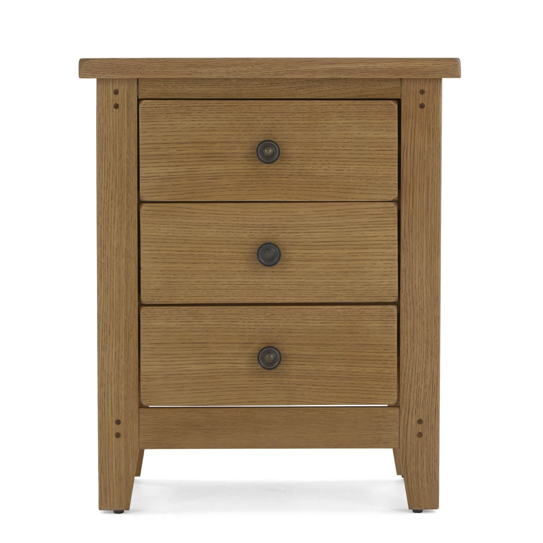 Barnham Oak 3 Drawer Bedside Table