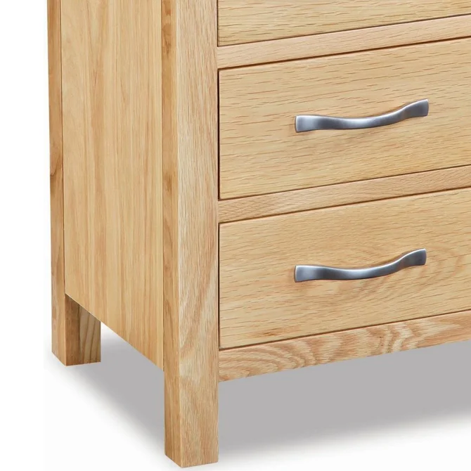 Bevel Natural Solid Oak 3 Drawer Bedside Cabinet
