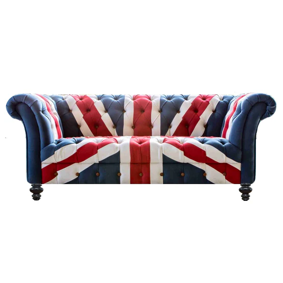 Union Jack Fabric Buttoned Chesterfield Sofa Collection