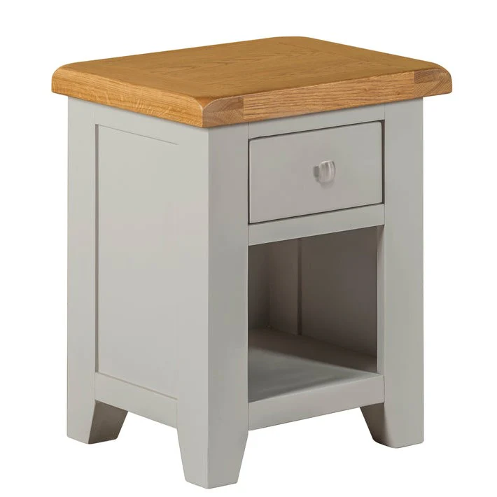 Chester Dove Grey & Solid Oak 1 Drawer Bedside
